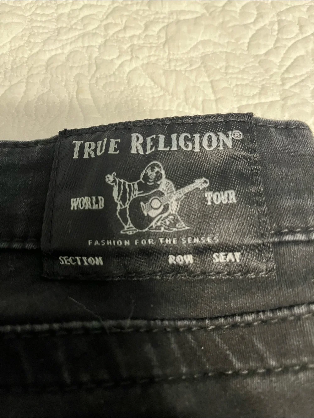 True Religion Men's Black Denim Jeans with Signature Label